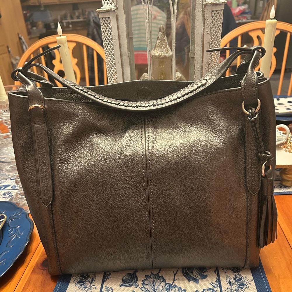 Cole Haan Elegant Gray/Pewter Leather Shoulder Bag NWT